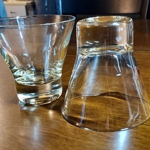Set of 2 Stemless Bar Glasses, V-slShaped Bowl, Footed Solid Base